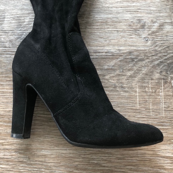 Black over-the-knee suede boots - Picture 5 of 6